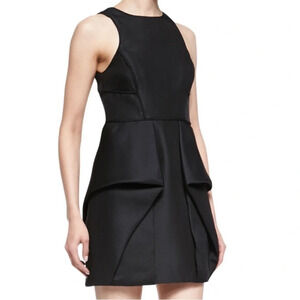 Tibi Simona Black Open Back Mini Origami Dress Size 0